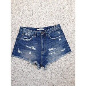 6 ZARA High-Rise Ripped Distressed Raw Fray Hem Shorts